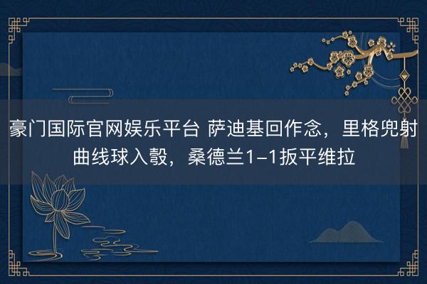 豪门国际官网娱乐平台 萨迪基回作念，里格兜射曲线球入彀，桑德兰1-1扳平维拉