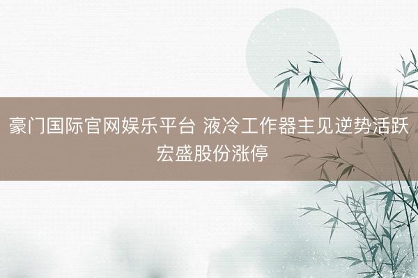 豪门国际官网娱乐平台 液冷工作器主见逆势活跃 宏盛股份涨停