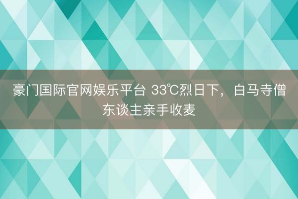豪门国际官网娱乐平台 33℃烈日下，白马寺僧东谈主亲手收麦